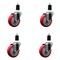 Service Caster 4'' Red Poly Wheel Swivel 1-1/2'' Expanding Stem Caster Set, 4PK SCC-EX20S414-PPUB-RED-112-4 - alternate 1